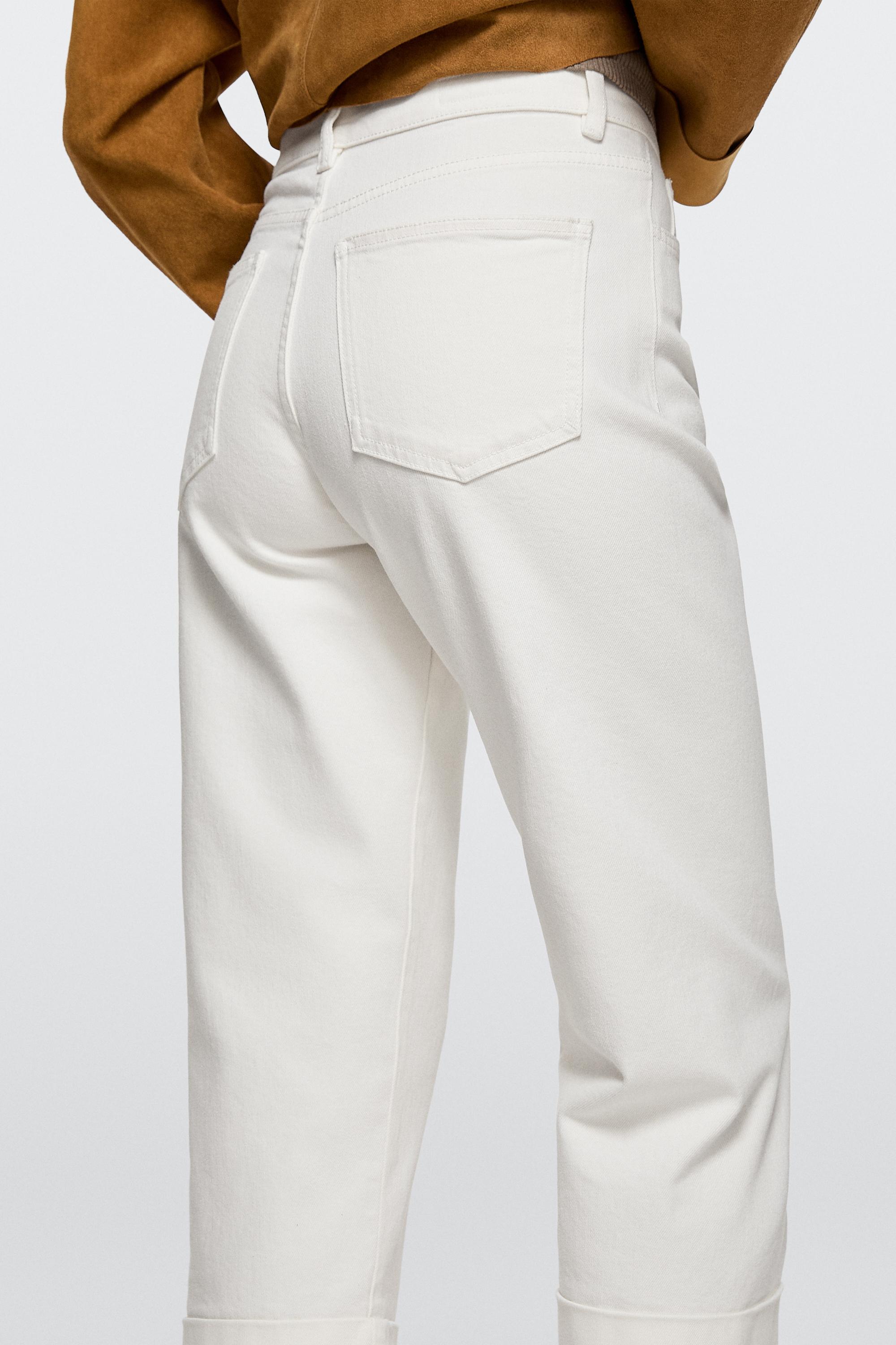 Jean capri taille moyenne retroussé